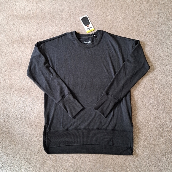 Bench Split Hem Long Sleeved Top Grey T-shirt Women's Small Soft Knit Tee - Picture 12 of 13